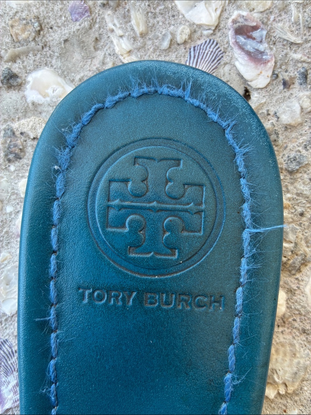 Tory Burch Royal Blue Miller Cutout Leather Thong Sandals - Picture 2 of 8